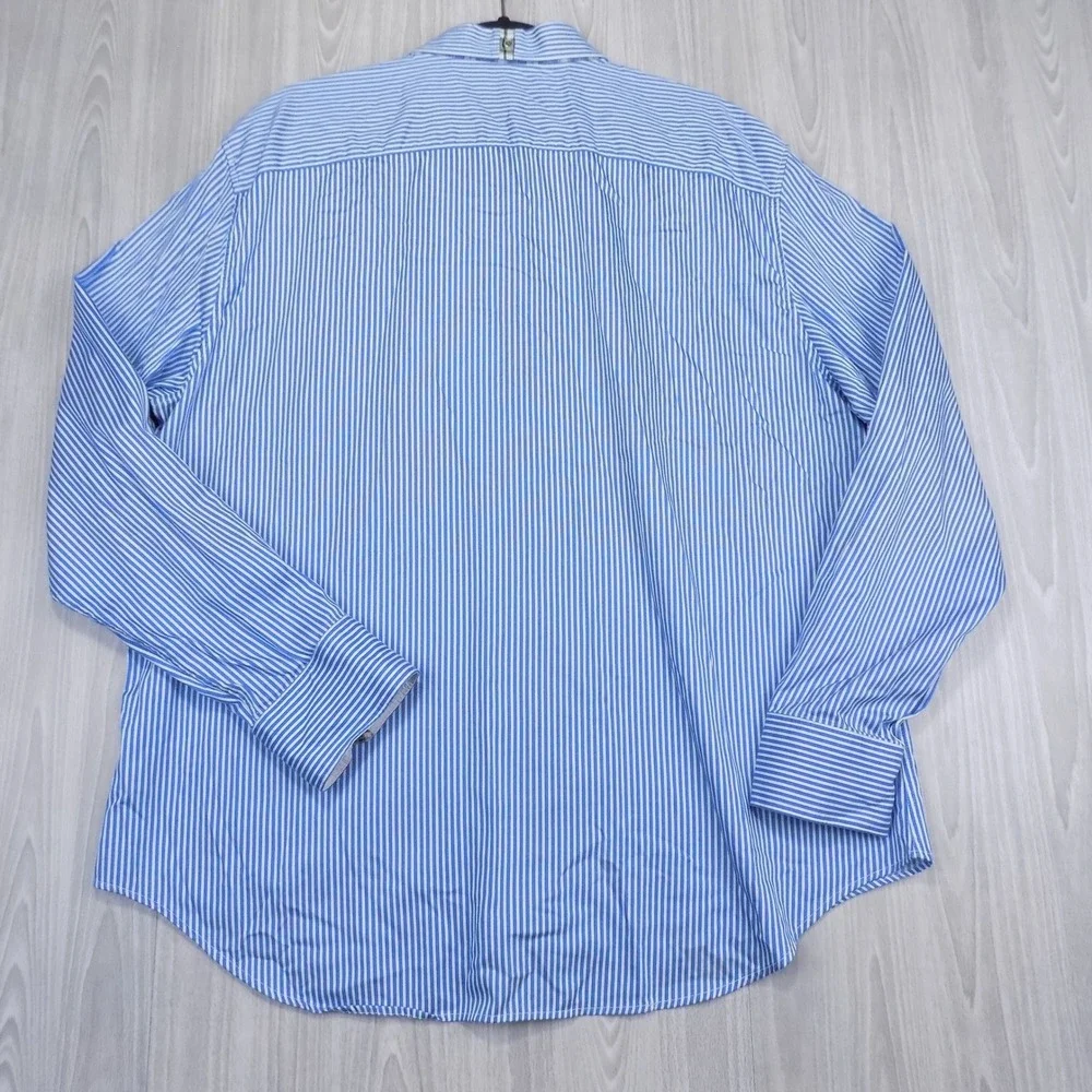 Robert Graham Tailored Fit Shirt Mens 3XL Blue Striped Button-down EUC